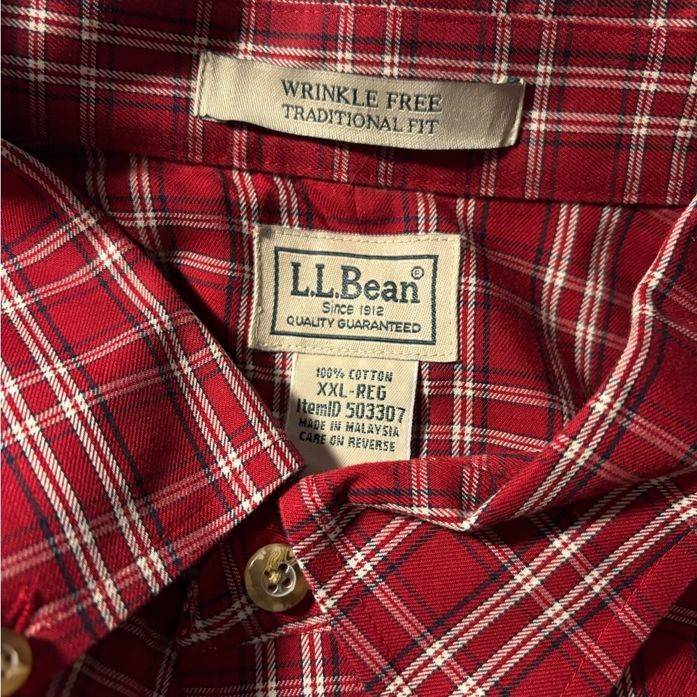 L.L. Bean Red Casual Button Down Shirt Classic Flannel